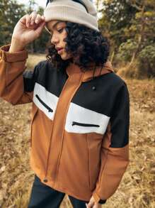 In My Nature Women's Contrast Outdoor Jacket - Mocha Brown - View 5