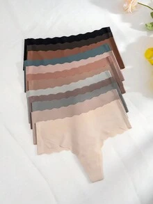 12 件/包 女式經典弧形丁字褲內褲 - 彩色 - 查看 7