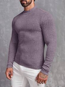 GENTILAND Nam Dệt kim Tay áo dài Áo thun - Bụi tím - Xem 3