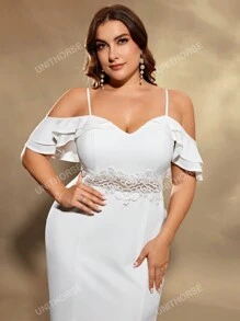 LUNE Women's Lace Strappy  Mermaid Wedding Dress