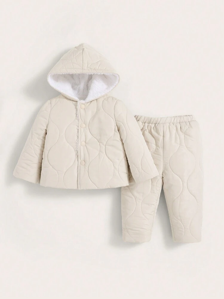 Baby Boy Teddy Lined Hooded Coat & Pants