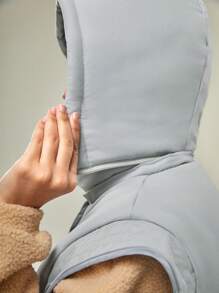 In My Nature 女士冬季背心带可拆卸帽子，适合城市户外使用 - 灰色 - 查看 10