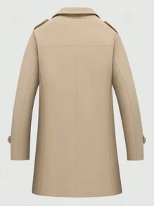 Manfinity Homme 男式翻领保暖衬里风衣夹克 - 卡其色 - 查看 2