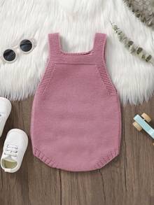 嬰兒女寶寶花卉刺繡針織連身衣 - 粉色 - 查看 2