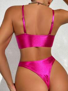 Women's Hollow Out One-piece Swimsuit - Hot Pink - View 2