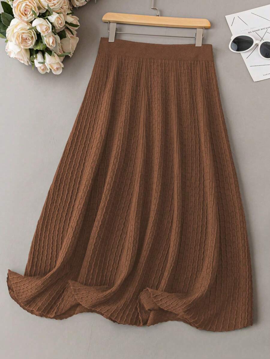 EMERY ROSE 大尺寸純色毛衣裙 - 銅色 - 查看 1