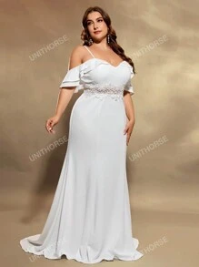 LUNE Women's Lace Strappy  Mermaid Wedding Dress