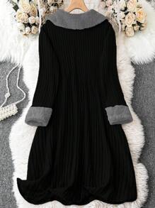 SHEIN Clasi Kích thước lớn Khối màu Áo len dệt kim Đầm - Nhiều màu - Xem 2