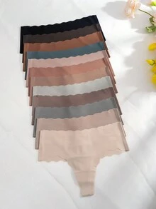 12 件/包 女式經典弧形丁字褲內褲 - 彩色 - 查看 5