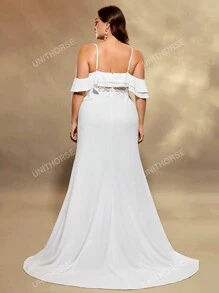 LUNE Women's Lace Strappy  Mermaid Wedding Dress