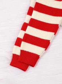 Baby Girls' Striped Flower & Embroidery Decor Cardigan - Red - View 7