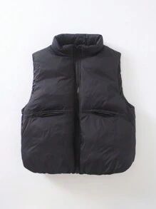 SHEIN Bé trai Màu thuần Áo khoác vest - màu đen - Xem 1