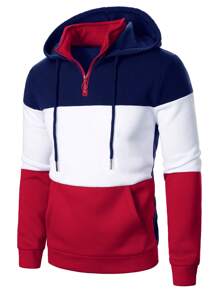Manfinity Homme Men Color Block  Pocket Drawstring Hoodie - Multicolor - View 3