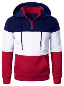 Manfinity Homme Men Color Block  Pocket Drawstring Hoodie - Multicolor - View 4