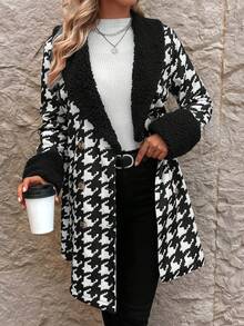 SHEIN Clasi 大格子拼接柔軟折領外套 - 彩色 - 查看 5