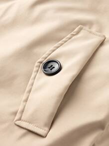 Manfinity Homme 男式翻领保暖衬里风衣夹克 - 卡其色 - 查看 7