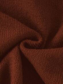 SHEIN Bé gái Áo cao cổ Màu thuần Áo len - Cà phê nâu - Xem 7