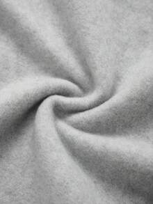 SHEIN LUNE Hình hoa Vòng cổ Tay áo dài Áo nỉ - Xám - Xem 4