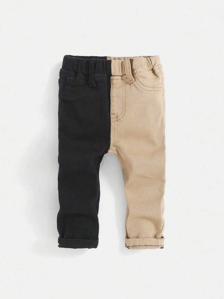 Baby Boy Elastic Waist Color-Blocked Denim Jeans