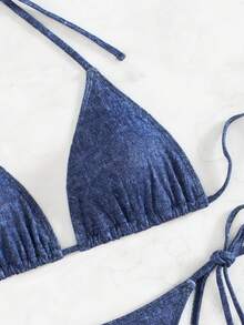 Bộ bikini quây nữ đi biển mùa hè - Màu xanh hải quân - Xem 4