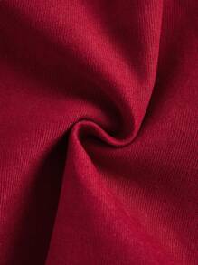 Vintamour 复古优雅女式连衣裙，圆领拼色花卉荷叶边下摆，修身款式，适合秋冬季、新年 - 紅色 - 查看 10