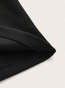 Flirla Plus Fuzzy Cuff Double Breasted Overcoat - Black - View 3