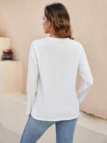 SHEIN LUNE 女性心形印花t恤 - 白色 - 查看 2