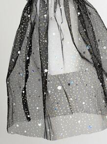 Hauture 亮片网布荷叶边袖结饰上衣 - 黑色 - 查看 10