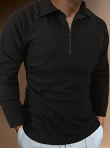 Manfinity Homme 男士純色 Polo 衫 - 黑色 - 查看 1