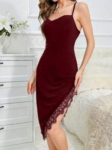 女士露背高开衩睡裙 睡衣裙