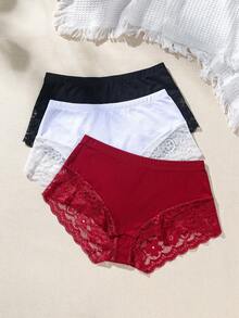 SHEIN Boyshorts De Encaje De Color Liso Para Mujer - Multicolor - Ver 3
