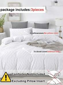 3pcs Striped Tufted Jacquard Polyester Duvet Cover Set, Bohemian Vintage Chic Bedding Set, Suitable For All Seasons, Soft & Breathable (1 Duvet Cover + 2 Pillow Shams, Excluding Filler) - White - View 4