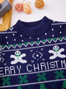 SHEIN Trẻ Cô gái Người Gingerbread In Áo len - Màu xanh hải quân - Xem 3