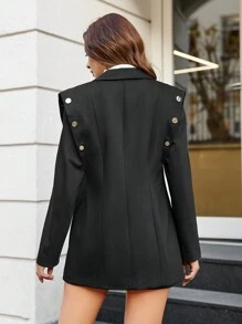 EURMUSE Women's Black Studded Blazer - Black - View 2