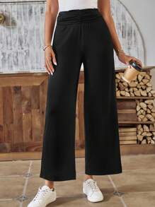 SHEIN LUNE Women's Wide Leg Pants - Black - View 1