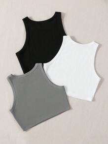 GlowEve 3pcs Women's Solid Color Tank Tops - Multicolor - View 2