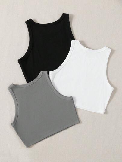 Everyssa 3pcs Women's Solid Color Tank Tops