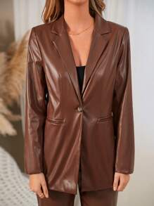 SHEIN Frenchy 女平駁領單扣西裝外套