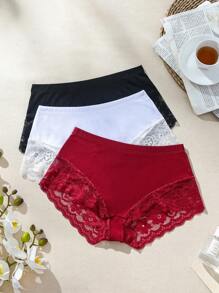 SHEIN Boyshorts De Encaje De Color Liso Para Mujer - Multicolor - Ver 1
