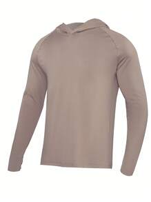 Manfinity Sport Corelite 男友风男士插肩袖连帽运动卫衣 男友风男士卫衣 - 杏色 - 查看 3