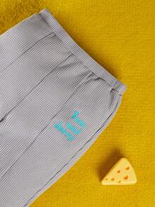 TOM & JERRY X SHEIN Tween Girls' Cartoon Pattern Hoodie & Vest & Pants Set - Grey - View 5