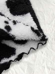 SHEIN EZwear Của phụ nữ Kích thước lớn Đen Và Trắng lông tơ Áo ba lỗ - Đen và trắng - Xem 3