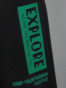 SHEIN Cậu bé Tween Giải trí Thoải mái Lỏng lẻo phù hợp Khối màu Hai chiếc Bộ - màu xanh lá - Xem 5