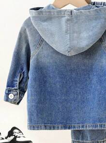 Bambino Giacca In Denim Casual Con Spruzzatura Bianca E Set Di Jeans