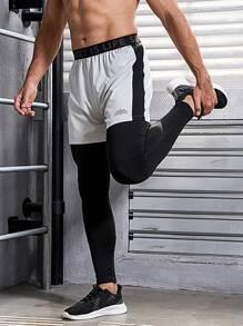 Manfinity Sport Corelite Men'S Color-Blocked 2 In 1 Track Pants Featuring Woven Stripe Pattern - Multicolor - View 4