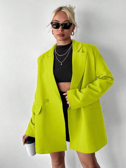 EURMUSE Lapel Collar Two-button Blazer