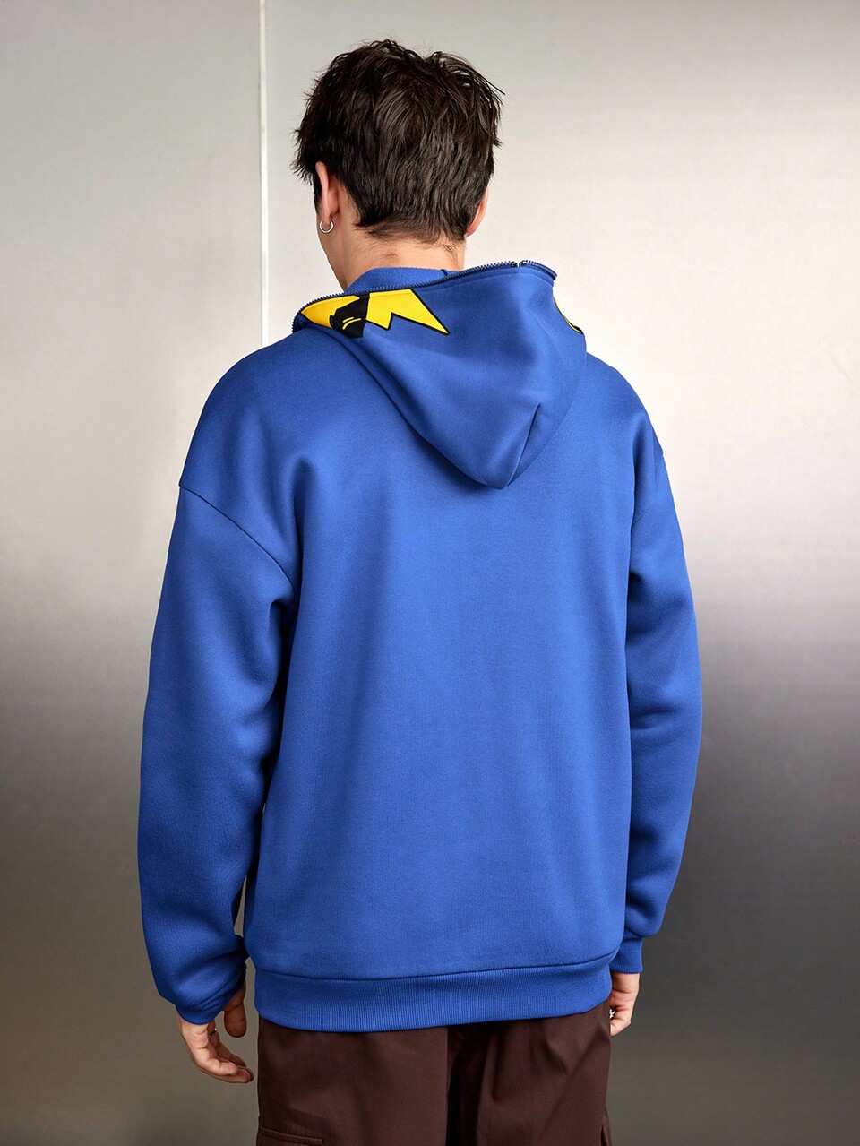 Loose Fit Men's Letter Printed Hooded Zip-Up Sweatshirt, For Fall Winter