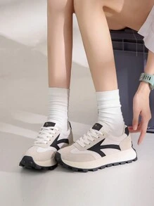 Women's Colorblock Casual Athletic Shoes, Campus Style Chunky Sneakers