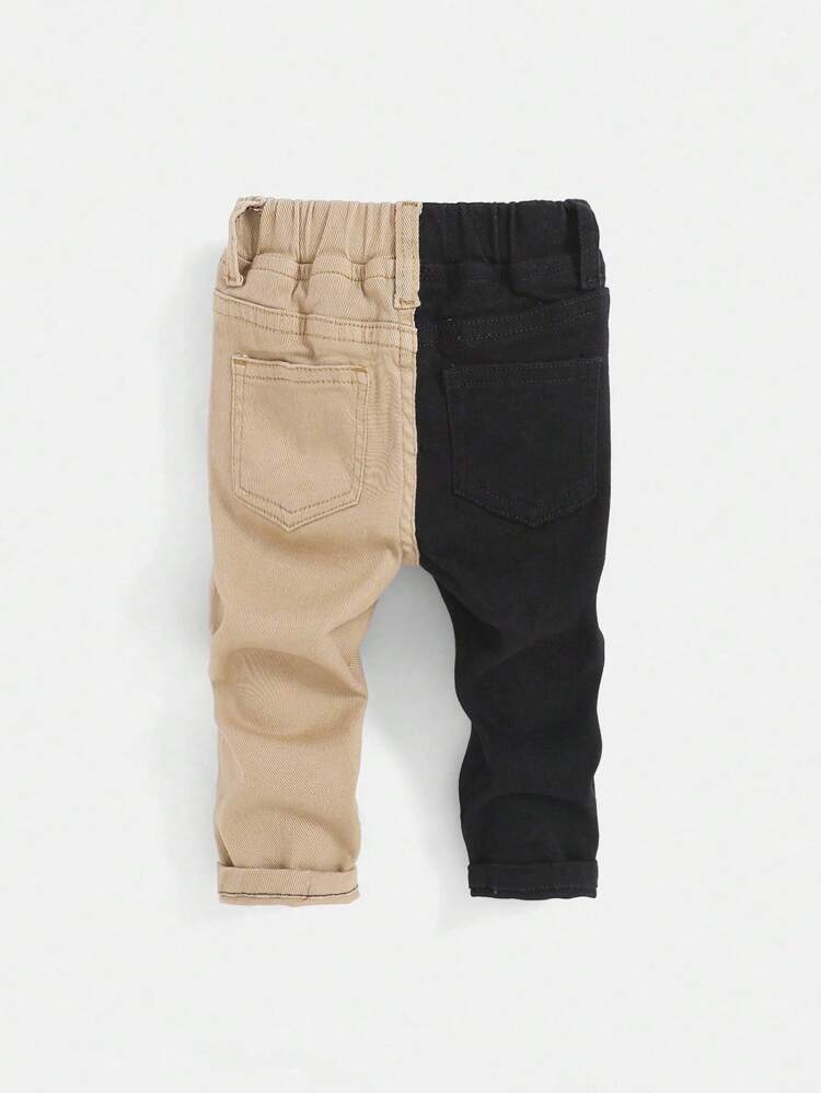 Baby Boy Elastic Waist Color-Blocked Denim Jeans