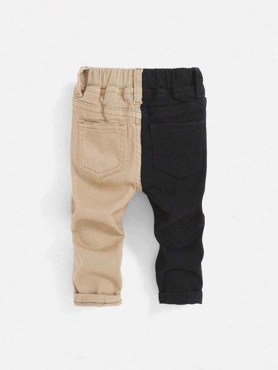 Baby Boy Elastic Waist Color-Blocked Denim Jeans